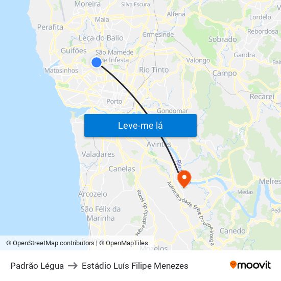 Padrão Légua to Estádio Luís Filipe Menezes map