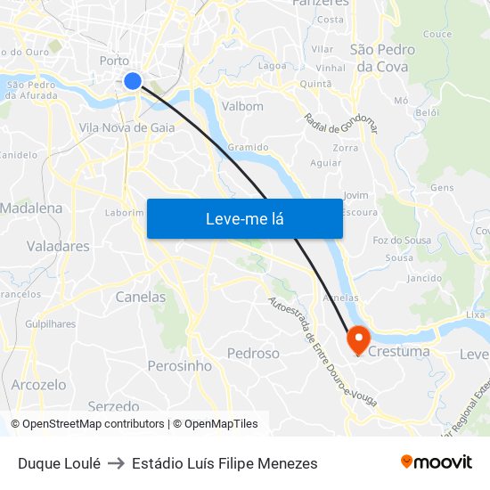 Duque Loulé to Estádio Luís Filipe Menezes map