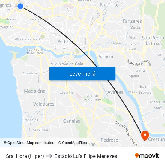 Sra. Hora (Hiper) to Estádio Luís Filipe Menezes map