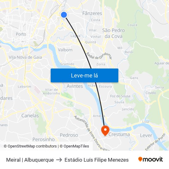 Meiral | Albuquerque to Estádio Luís Filipe Menezes map