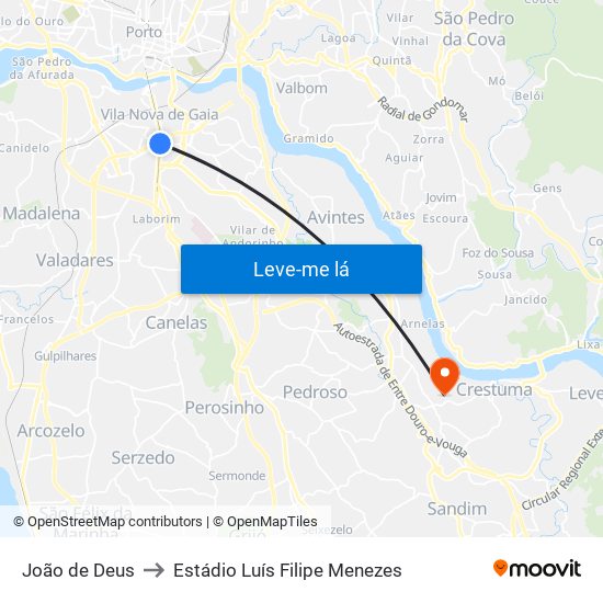 João de Deus to Estádio Luís Filipe Menezes map