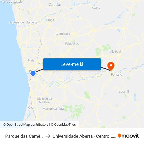 Parque das Camélias (Terminal) to Universidade Aberta - Centro Local de Aprendizagem map