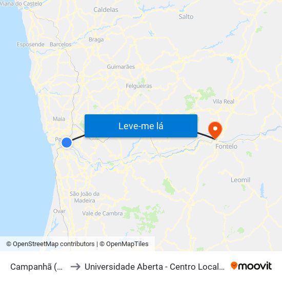 Campanhã (Estação) to Universidade Aberta - Centro Local de Aprendizagem map