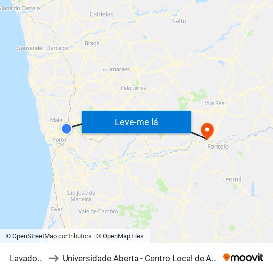 Lavadouros to Universidade Aberta - Centro Local de Aprendizagem map