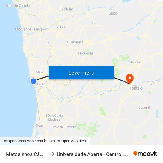 Matosinhos Câmara (Matc1) to Universidade Aberta - Centro Local de Aprendizagem map