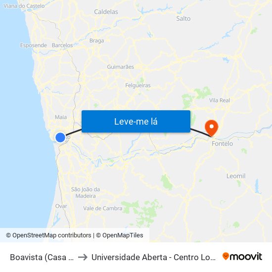Boavista (Casa da Música) to Universidade Aberta - Centro Local de Aprendizagem map