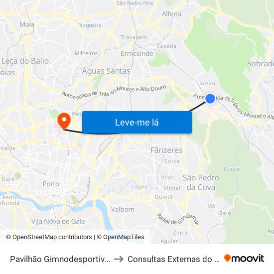 Pavilhão Gimnodesportivo | Ramalho Ortigão to Consultas Externas do Hospital São João map