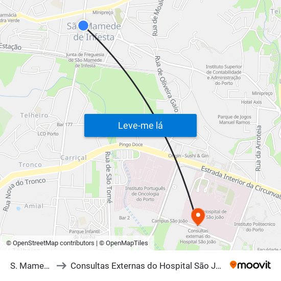 S. Mamede to Consultas Externas do Hospital São João map