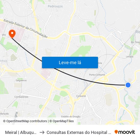 Meiral | Albuquerque to Consultas Externas do Hospital São João map