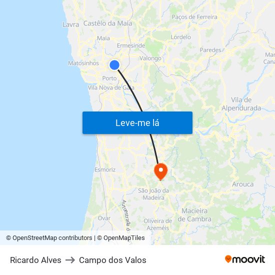 Ricardo Alves to Campo dos Valos map