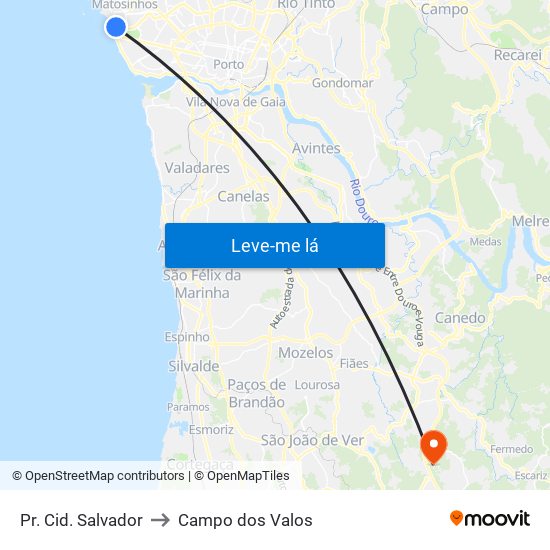 Pr. Cid. Salvador to Campo dos Valos map
