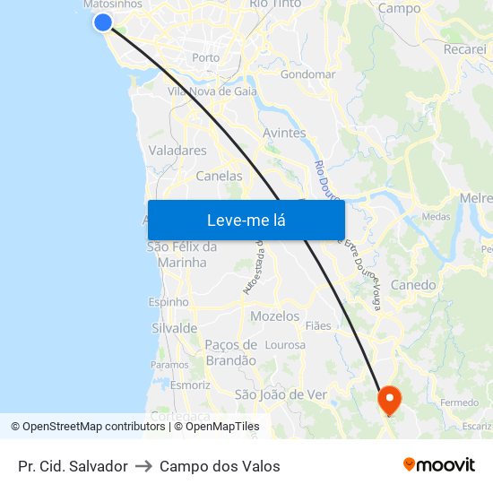 Pr. Cid. Salvador to Campo dos Valos map