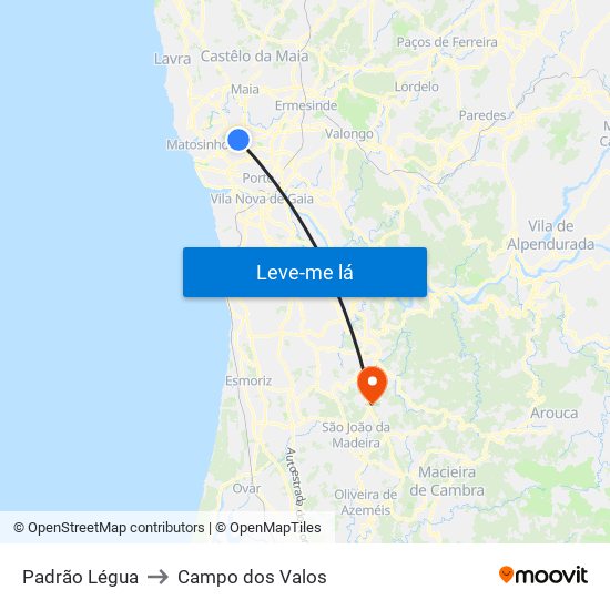 Padrão Légua to Campo dos Valos map