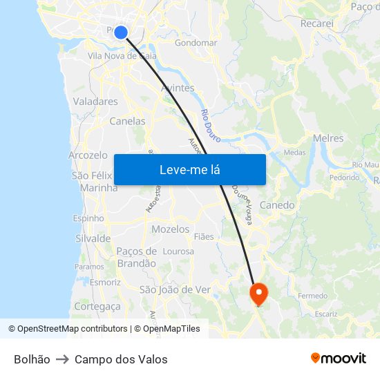 Bolhão to Campo dos Valos map