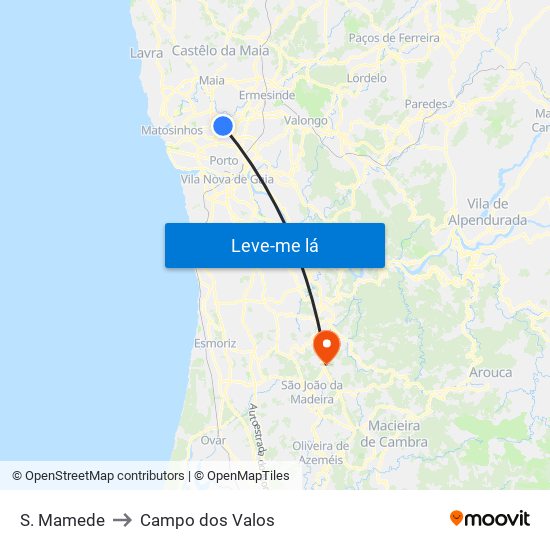 S. Mamede to Campo dos Valos map