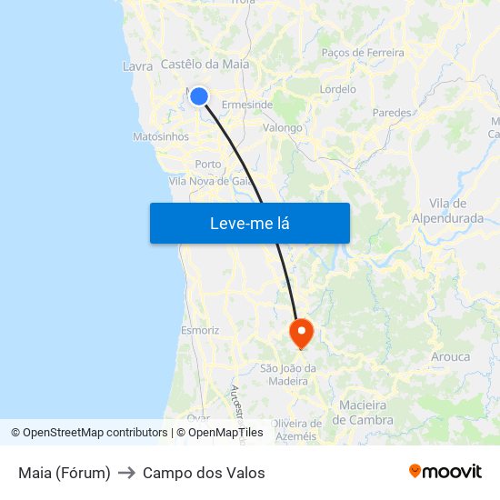 Maia (Fórum) to Campo dos Valos map
