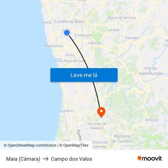 Maia (Câmara) to Campo dos Valos map