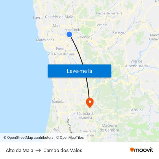 Alto da Maia to Campo dos Valos map