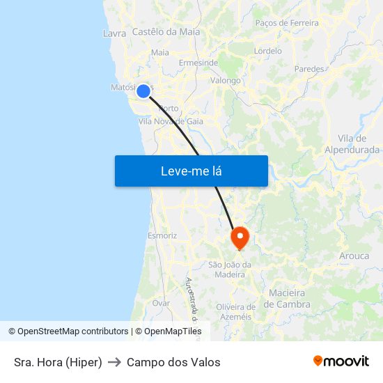 Sra. Hora (Hiper) to Campo dos Valos map