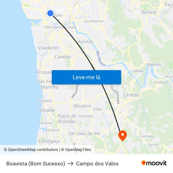 Boavista (Bom Sucesso) to Campo dos Valos map