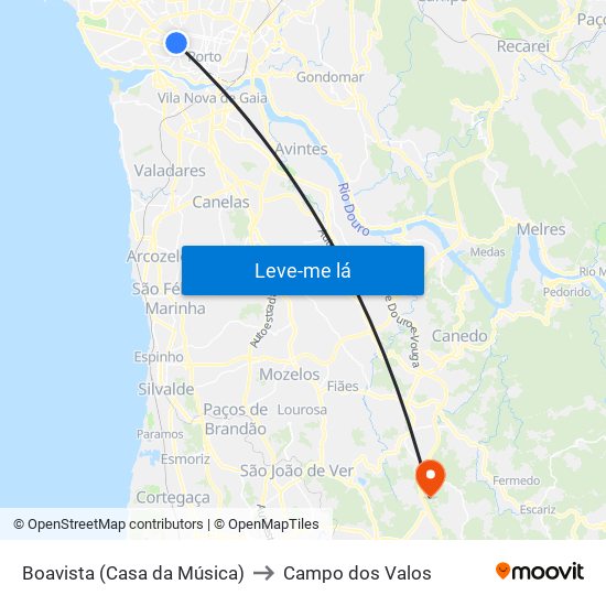 Boavista (Casa da Música) to Campo dos Valos map