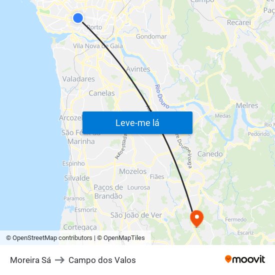 Moreira Sá to Campo dos Valos map