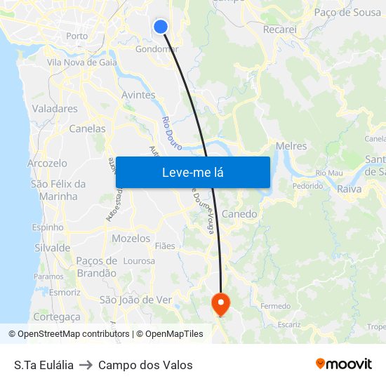S.Ta Eulália to Campo dos Valos map