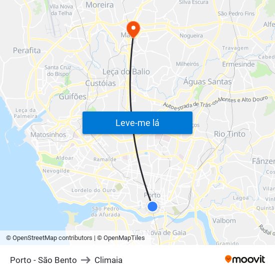 Porto - São Bento to Climaia map