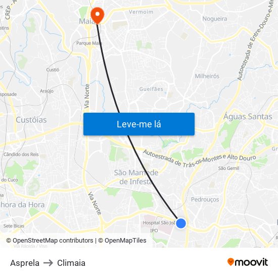 Asprela to Climaia map
