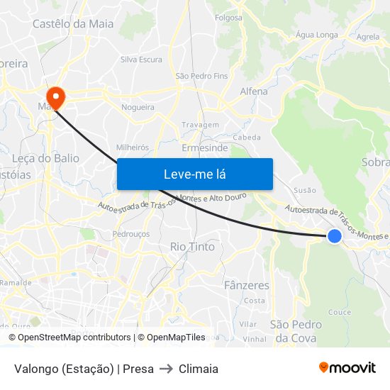 Valongo (Estação) | Presa to Climaia map