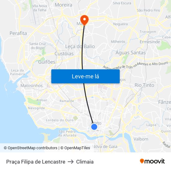 Praça Filipa de Lencastre to Climaia map