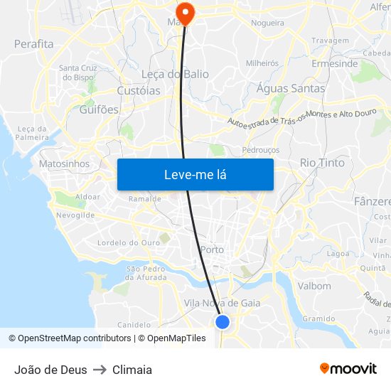 João de Deus to Climaia map