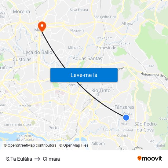 S.Ta Eulália to Climaia map