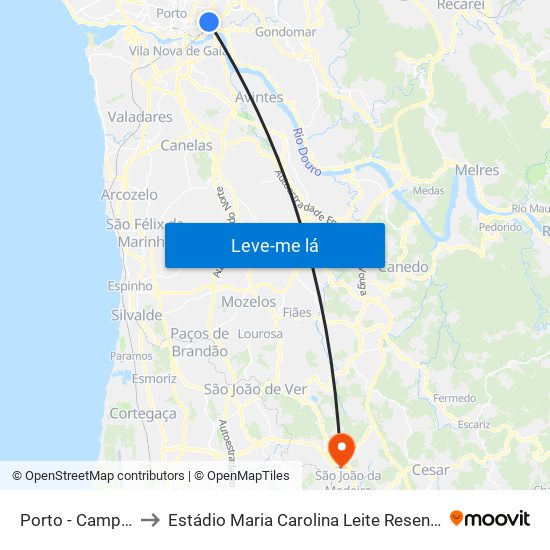 Porto - Campanhã to Estádio Maria Carolina Leite Resende Garcia map