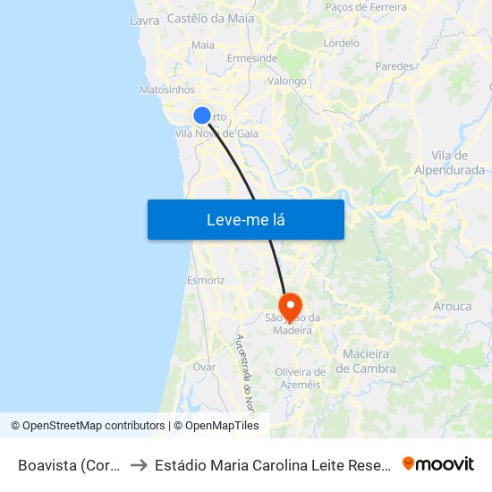 Boavista (Correios) to Estádio Maria Carolina Leite Resende Garcia map