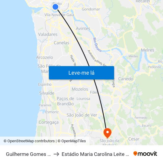 Guilherme Gomes Fernandes to Estádio Maria Carolina Leite Resende Garcia map