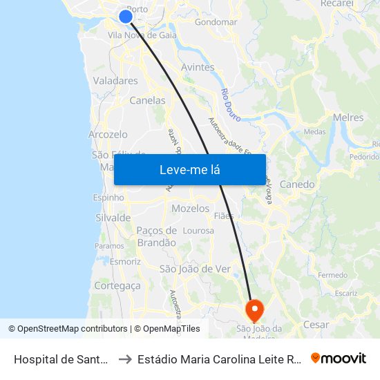 Hospital de Santo António to Estádio Maria Carolina Leite Resende Garcia map