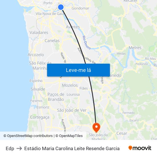 Edp to Estádio Maria Carolina Leite Resende Garcia map