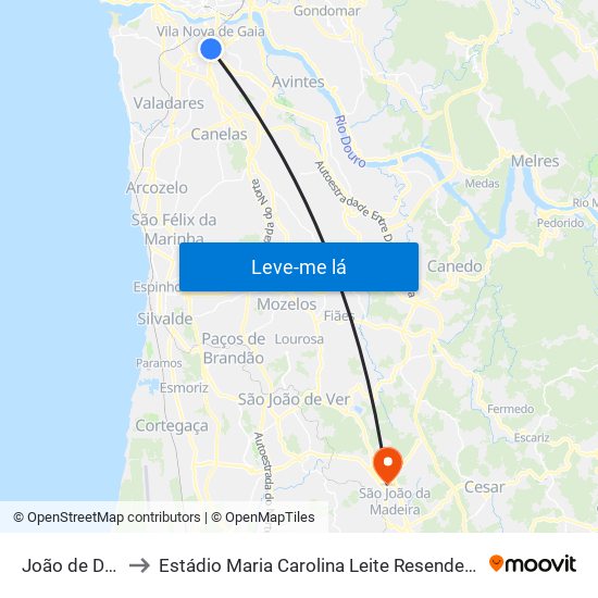 João de Deus to Estádio Maria Carolina Leite Resende Garcia map