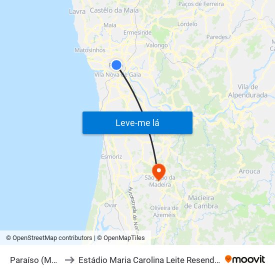 Paraíso (Metro) to Estádio Maria Carolina Leite Resende Garcia map