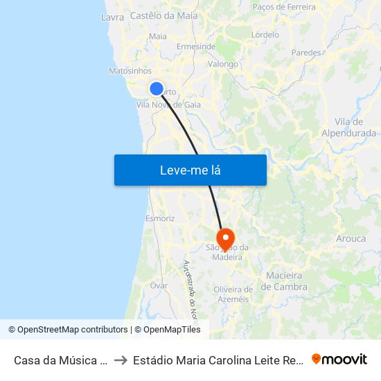 Casa da Música (Metro) to Estádio Maria Carolina Leite Resende Garcia map