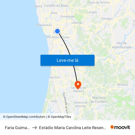 Faria Guimarães to Estádio Maria Carolina Leite Resende Garcia map