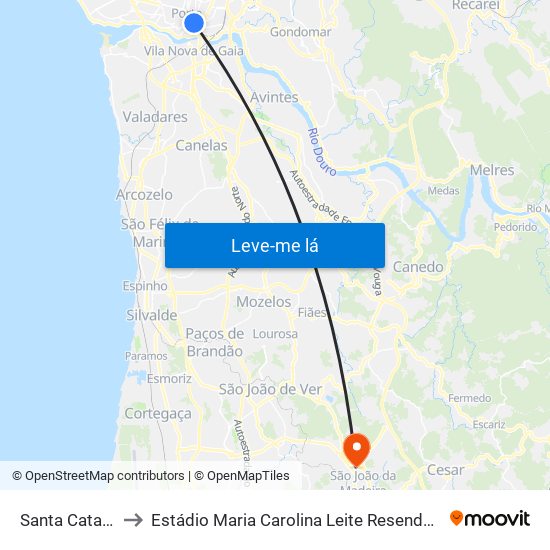 Santa Catarina to Estádio Maria Carolina Leite Resende Garcia map