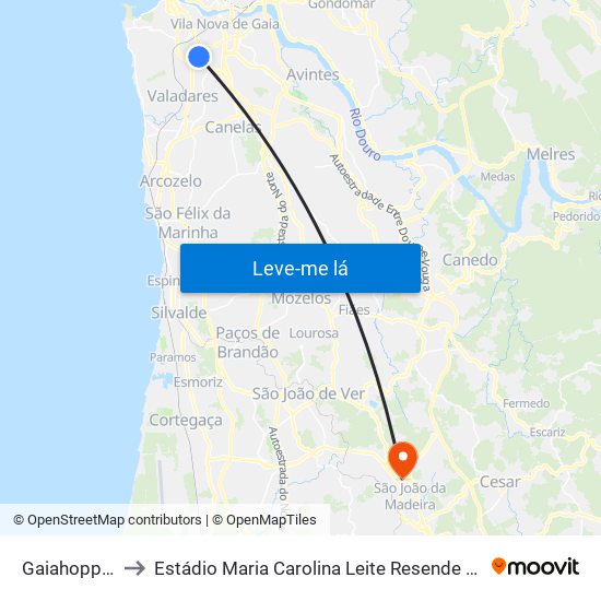 Gaiahopping to Estádio Maria Carolina Leite Resende Garcia map