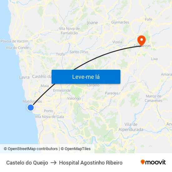 Castelo do Queijo to Hospital Agostinho Ribeiro map