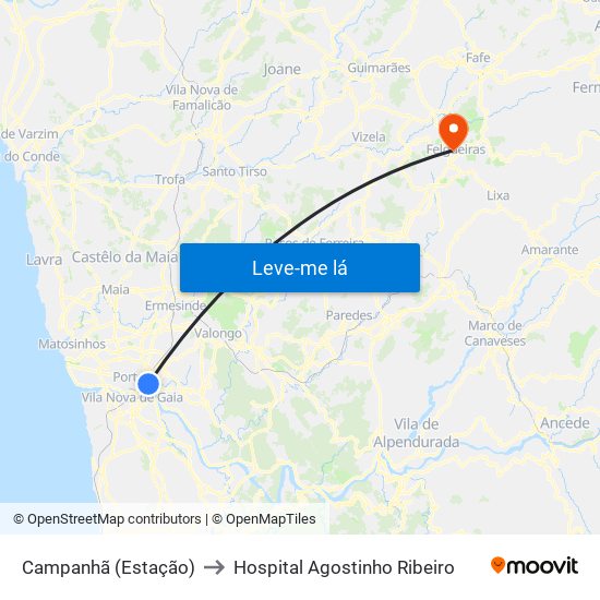 Campanhã (Estação) to Hospital Agostinho Ribeiro map