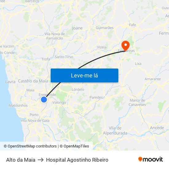 Alto da Maia to Hospital Agostinho Ribeiro map