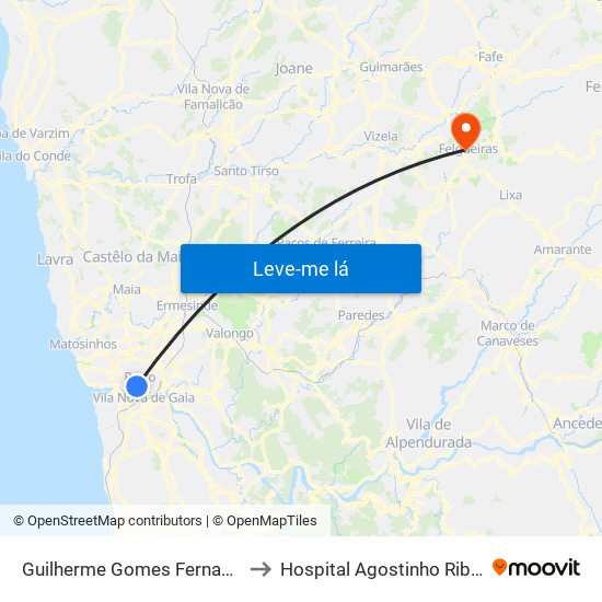 Guilherme Gomes Fernandes to Hospital Agostinho Ribeiro map