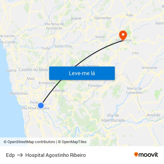 Edp to Hospital Agostinho Ribeiro map