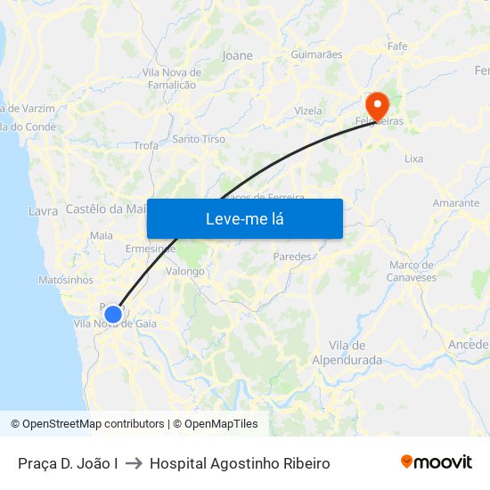 Praça D. João I to Hospital Agostinho Ribeiro map
